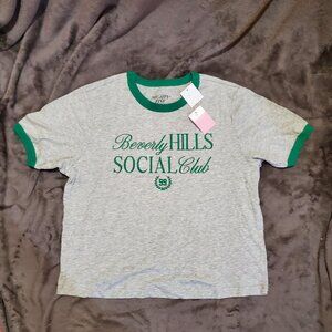 Mighty Fine Women's Size M Beverly Hills Social Club Graphic Ringer T-Shirt